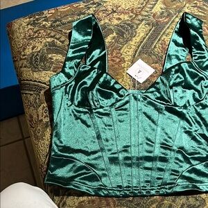 Emerald Green Satin Bustier Top